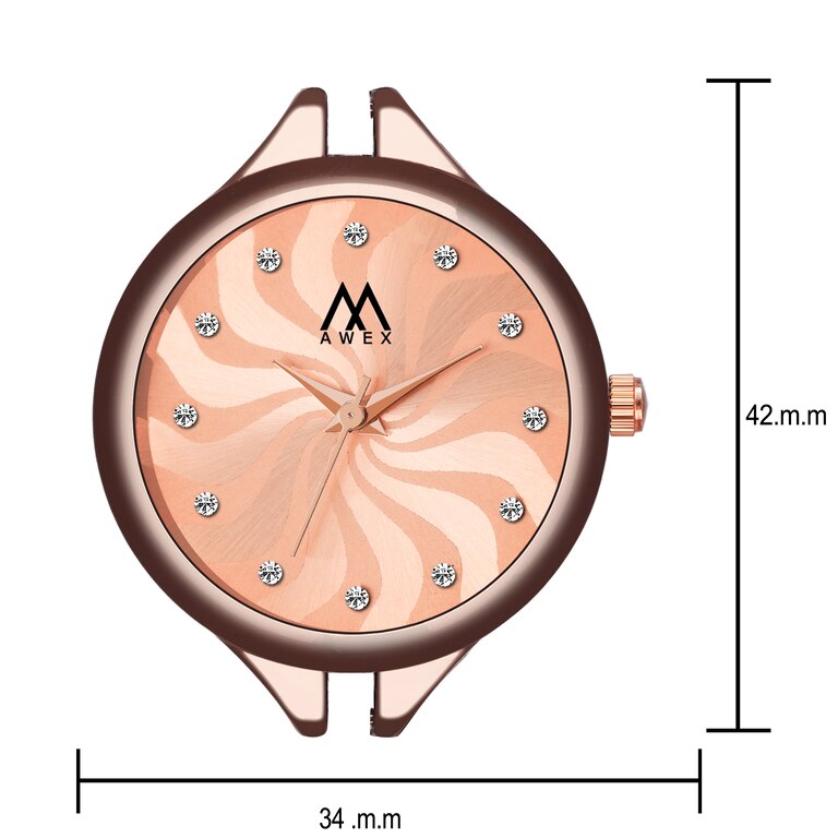 Awex Orange Dail Brown Bracelet Chain Analog Watch - For Women